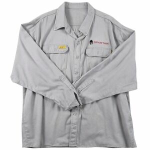 Lapco FR Welding Shirt Mens 4XL Gray Flame Resistant Work Shirt Spartan Logo